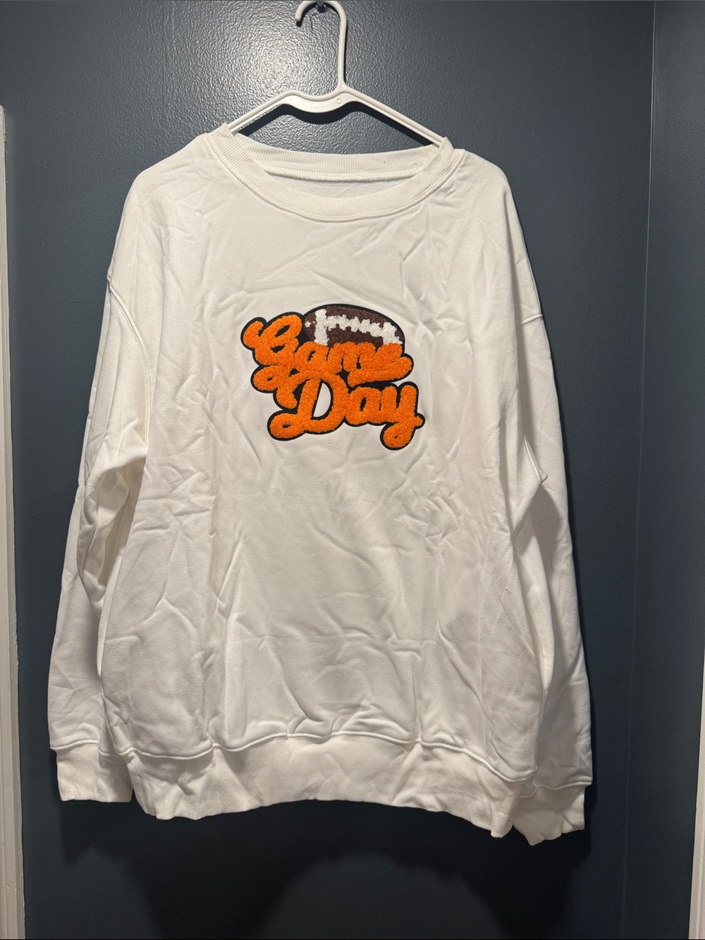 White Womens “Game Day” Crewneck Sweatshirt *has pockets” - Picture 1 of 1